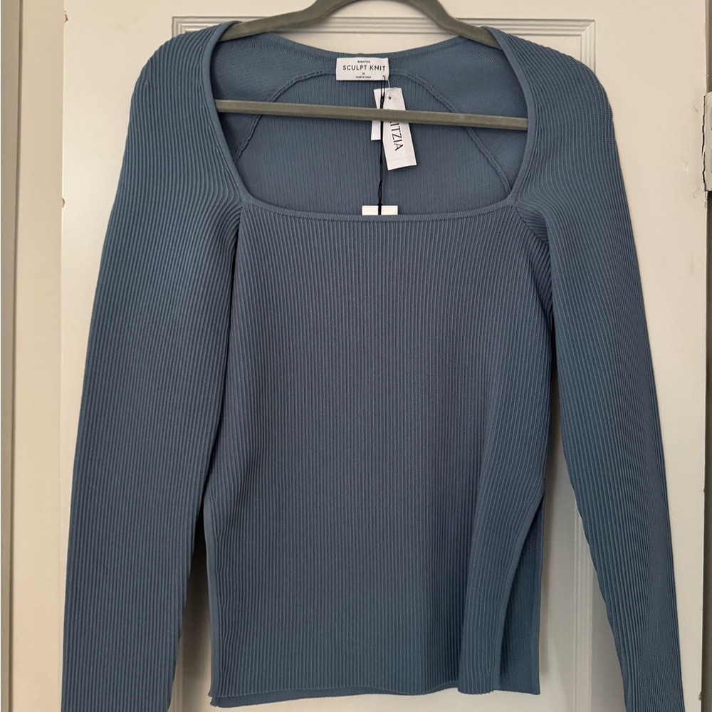 Aritzia Blue Ribbed Knit Top